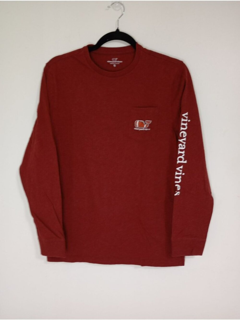 Vineyard Vines Mens Red Long Sleeve Whale Pocket T-Shirt XL 100% Cotton